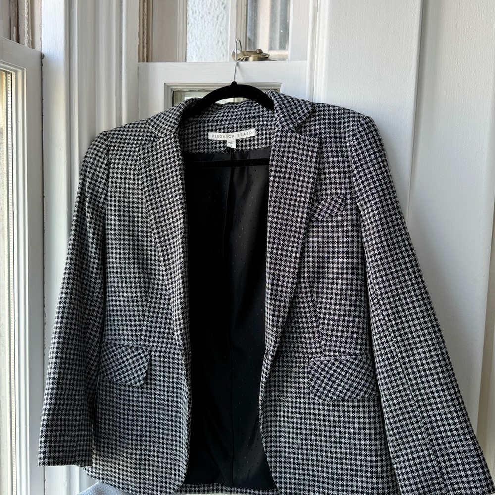 Veronica Beard Black and White Checkered Blazer